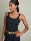 Reiss Navy Stretch-cotton D-ring Strap Vest