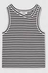 Reiss Navy Stretch-cotton Stripe Asymmetric Vest In Navy