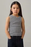 Reiss Navy Stretch-cotton Stripe Asymmetric Vest In Navy