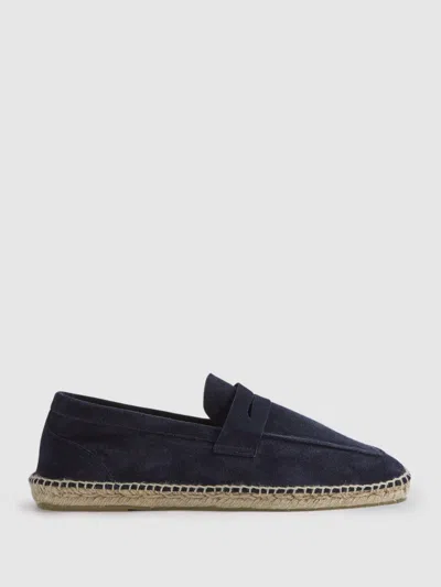 Reiss Navy Suede Espadrilles In Blue