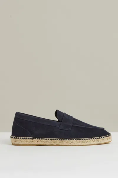 Reiss Navy Suede Penny-strap Espadrilles