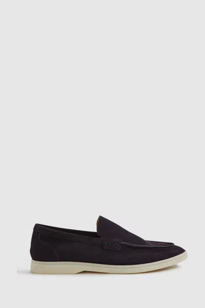 Reiss Navy Suede Slip-on Loafers