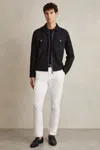 Reiss Mens Belle Zip-through Suede Shirt Jacket Navy