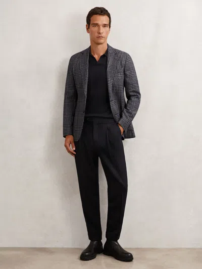 Reiss Navy Suit Trousers In Black