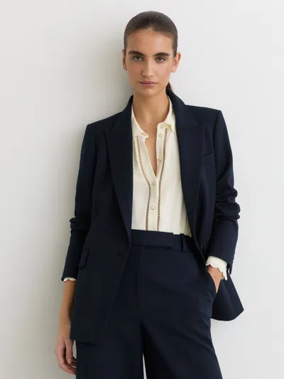 Reiss Navy Tall Single-breasted Suit Blazer In Blue