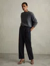 Reiss Navy Tapered Belted Trousers