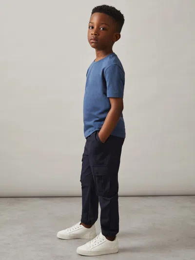 Reiss Navy Technical Drawstring Trousers In Blue