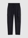 Reiss Lucian - Navy Junior Technical Drawstring Cuffed Joggers, Age 5-6 Years In Black