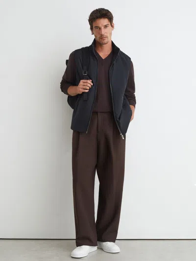 Reiss Navy Technical Padded Zip-through Gilet
