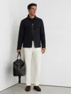 Reiss Navy Technical Quilted Zip-front Overshirt In Black