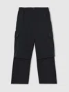 Reiss Navy 13-14 Yrs Technical Straight Leg Cargo Trousers In Black