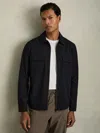 Reiss Navy Technical Zip Through Overshirt In Blue