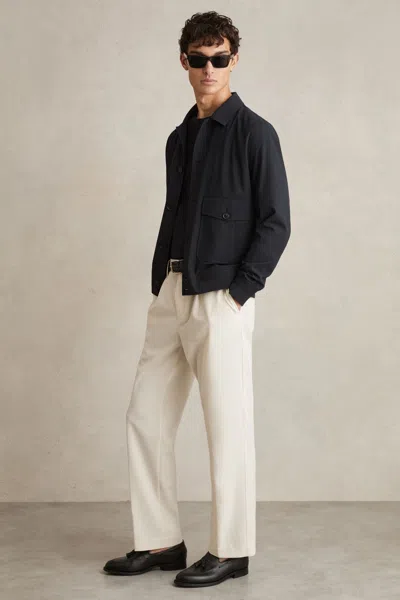 REISS REISS NAVY RAIDER TEXTURED BLOUSON JACKET