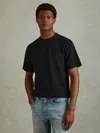 Reiss Mens Navy Wick Textured Stretch-woven T-shirt
