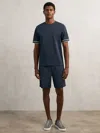 Reiss Navy Textured Drawstring Shorts In Blue