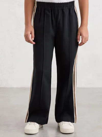 REISS REISS NAVY ROBYN COTTON-BLEND SIDE-STRIPE TROUSERS