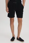 Reiss Navy Vulcan Towelling Drawstring Shorts In Navy