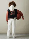 Reiss Navy 9-13 Yrs Hybrid Cord-faux Leather Varsity Bomber Jacket