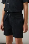 Reiss Navy Alvar 9-13 Yrs Wave-jacquard Drawstring Shorts