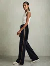 Reiss Navy Wide-leg Embroidered Trousers In Blue