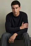Reiss Navy Wool Argyle Crew-neck Jumper