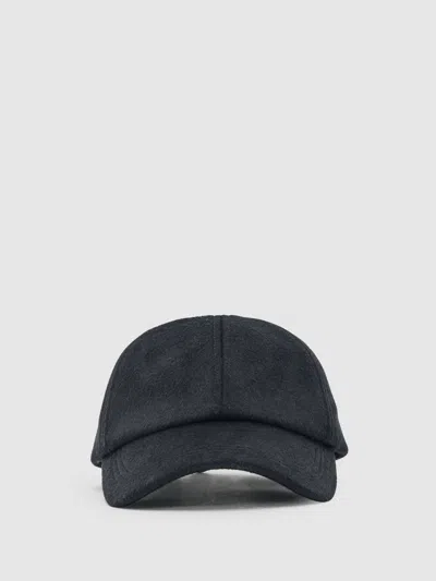 Reiss Navy Wool-blend Baseball Cap In Blue
