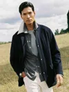 Reiss Navy Wool-blend Cord-collar Worker Jacket In Blue