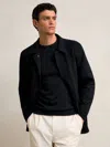 Reiss Navy Wool Blend Double Face Button Jacket In Black