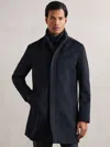 Reiss Navy Wool-blend Gilet-insert Coat In Multi