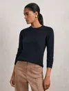 Reiss Navy Wool-blend Open-stitch Jumper With Cashmere In Blue