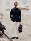 Reiss Navy Wool-blend Single-breasted Blazer Slim-fit In Black