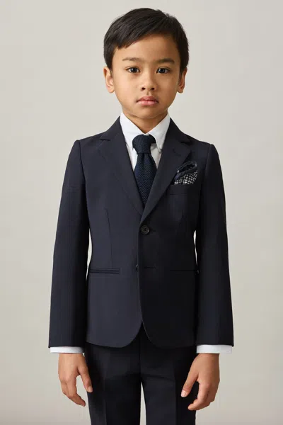 Reiss Navy Wool-blend Single-breasted Suit Blazer