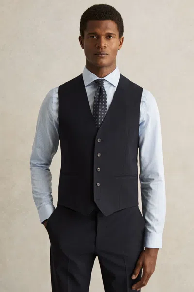 Reiss Navy Wool-blend Slim-fit Waistcoat