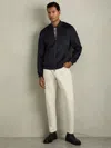 Reiss Navy Wool-blend Zip-through Bomber Jacket In Blue