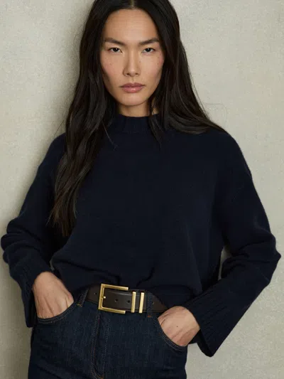 Reiss Navy Wool-cashmere Crew Neck Jumper In Blue