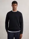 Reiss Navy Wool Cashmere Reverse-seam Jumper In Blue