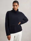Reiss Navy Wool-cashmere Roll-neck Jumper In Blue