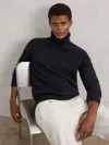 Reiss Navy Wool-cashmere Roll-neck Jumper In Black