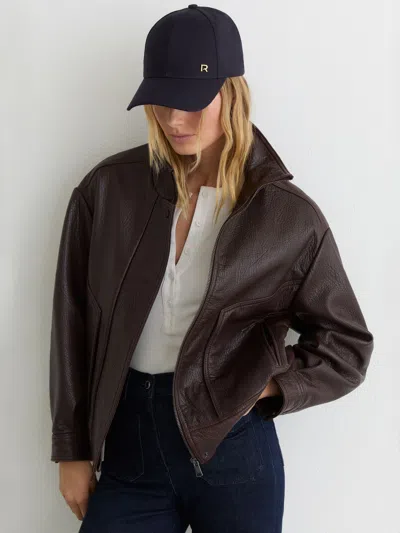 Reiss Navy Woven Baseball Cap With Linen In Pink