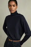 Reiss Navy Wren Roll-neck Jumper With Cashmere