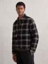 Reiss Mens Varena Checked Regular-fit Wool-blend Overshirt Navy In Blue
