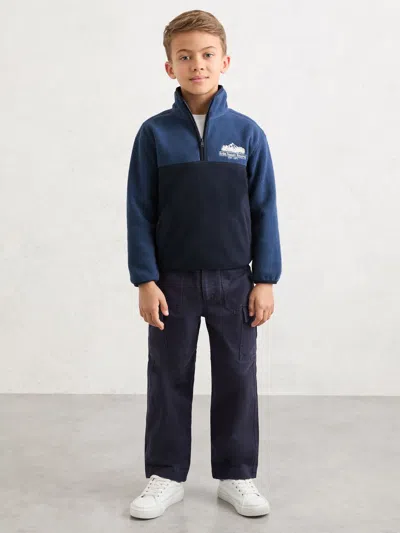 Reiss Kids'  Navy/airforce Blue Mahon 3-9 Yrs Nature Reserve Colour-block Zip Fleece