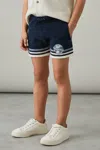 Reiss Navy/airforce Blue/white Chenille Airlines Embroidery Shorts In Multi