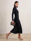 Reiss Navy/black Knitted Contrast-panel Midi Dress In Multi