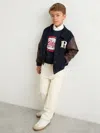 Reiss Navy/brown Rison 3-9 Yrs Motor Cars Press-stud Bomber Jacket In Multi