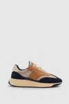 Reiss Mens Emmett Low-top Leather-suede Trainers Green/camel In Navy/camel