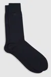 Reiss Navy/chocolate Penn Cotton-blend Logo-embroidered Socks In Navy/chocolate