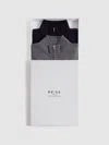 Reiss Navy/derby Grey Marl Blackhall 2 Pack 2 Pack Of Merino Wool Zip-neck Jumpers In Multi