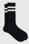 Reiss Navy/ecru Cotton-blend Double-stripe Socks