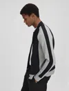 Shop Reiss Navy/grey Colourblock Jersey Bomber Jacket